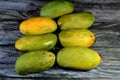 Pile of Egyptian fresh mango fruit with tropical delicacy, mangoes are nutritionally rich fruit with distinctive flavor, smell, Royalty Free Stock Photo