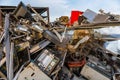 Pile with electronic device parts in a junkyard near Sierra de Fuentes, Extremadura, Spain.