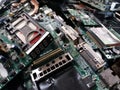 Pile of electronic waste, Motherboard computer and cpu microchips  electronic equipment, Printed Circuit Board Royalty Free Stock Photo