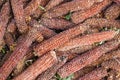 Pile of the empty corn cobs after kernels removing Royalty Free Stock Photo