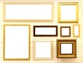 Empty picture frames on brick wall Royalty Free Stock Photo