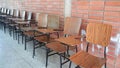 A pile of empty school chairs Royalty Free Stock Photo