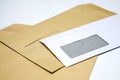 Pile of envelopes on white Royalty Free Stock Photo