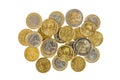 Pile of Euro coins,top-view Royalty Free Stock Photo