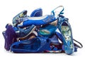 Pile of female blue shoes