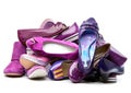 Pile of female violet shoes Royalty Free Stock Photo