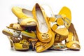 Pile of female yellow shoes Royalty Free Stock Photo