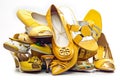 Pile of female yellow shoes