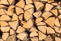 Pile of firewood, close up