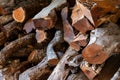 Pile of firewood cut for use in the fireplace. Royalty Free Stock Photo