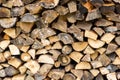 Pile firewood prepared for fireplace. Kiln-dried firewood background Royalty Free Stock Photo