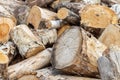 Pile of firewood and wood logs, stock of fire wood for winter Royalty Free Stock Photo