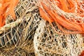 Pile of fishing nets and rope