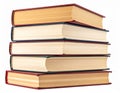 Pile of Five Old Books with Red and Blue Covers Standing on White Background Royalty Free Stock Photo