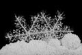 Pile of fluffy white snow isolated on a black background Royalty Free Stock Photo