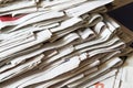 A pile of fold newspapers background Royalty Free Stock Photo