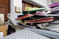 Pile of folder on cabinet