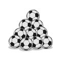 Pile of football. Many soccer balls. Sports accessory Royalty Free Stock Photo