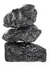 Pile of fractured black coal isolated on white background Royalty Free Stock Photo