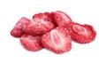 Pile of freeze dried strawberries on white background Royalty Free Stock Photo