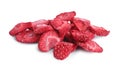 Pile of freeze dried strawberries on white background Royalty Free Stock Photo