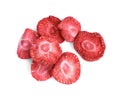 Pile of freeze dried strawberries on white background, top view Royalty Free Stock Photo