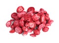 Pile of freeze dried strawberries on white background, top view Royalty Free Stock Photo