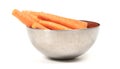 Pile of fresh carrot sticks isolated on white Royalty Free Stock Photo