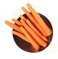 Pile of fresh carrot sticks isolated on white Royalty Free Stock Photo