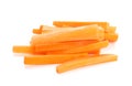 Pile of fresh carrot sticks isolated on Royalty Free Stock Photo