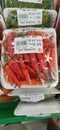 Pile of fresh chilies in a traditional market in Indonesia