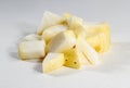 Pile of fresh cubed white turnip