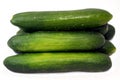 Pile of fresh green cucumbers vegetables isolated on white background, selective focus of fresh raw organic cucumber, healthy food Royalty Free Stock Photo