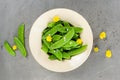 Pile of fresh green sweet peas pods Royalty Free Stock Photo