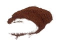Pile of fresh ground coffee powder isolated on white background Royalty Free Stock Photo
