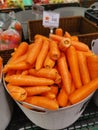 Pile of fresh orange carrot vegetable for display and sale