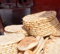 Pile of fresh pita flat bread. Gluten free lebanese or greek specialty