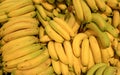 Pile of fresh ripe bananas selling in the market Royalty Free Stock Photo