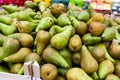 Fresh pears in wooden boxes Royalty Free Stock Photo