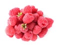 Pile of fresh ripe raspberries isolated on white Royalty Free Stock Photo