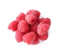 Pile of fresh ripe raspberries isolated on white Royalty Free Stock Photo