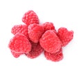 Pile of fresh ripe raspberries isolated on white Royalty Free Stock Photo