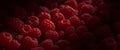 Pile of Fresh, Ripe Raspberries Under Dramatic Lighting, Closeup Perspective. Royalty Free Stock Photo