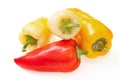 Pile of fresh ripe Yellow, orange and red sweet peppers, isolate Royalty Free Stock Photo