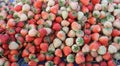 Pile of fresh strawberries of fruit background. Royalty Free Stock Photo