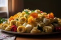 a pile of fresh, uncooked tortellini on a plate