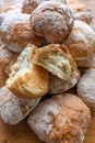 Close-up view on ciabatta bread rolls, white crusty and delicious. Royalty Free Stock Photo