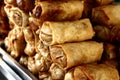 Pile of freshly fried monggo sprout rolls