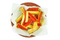 Pile of fried crab sticks isolated on a white Royalty Free Stock Photo
