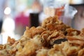 Pile of Fried Crispy Chinese Dumplings on the grill.